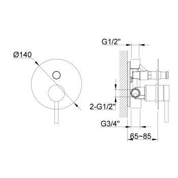 Kohlman Axel QW220AB Black Skrytá sprchová batéria